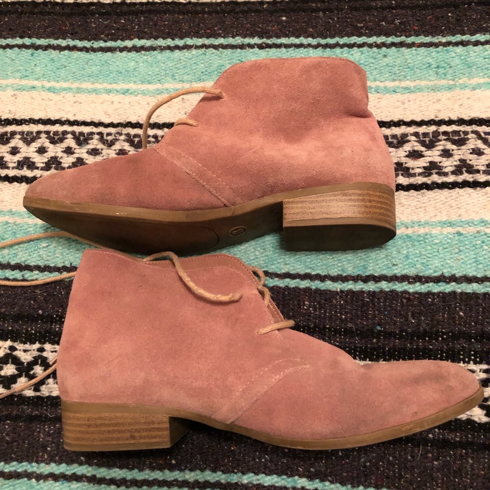 Pink suede booties